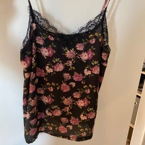 Black floral tank